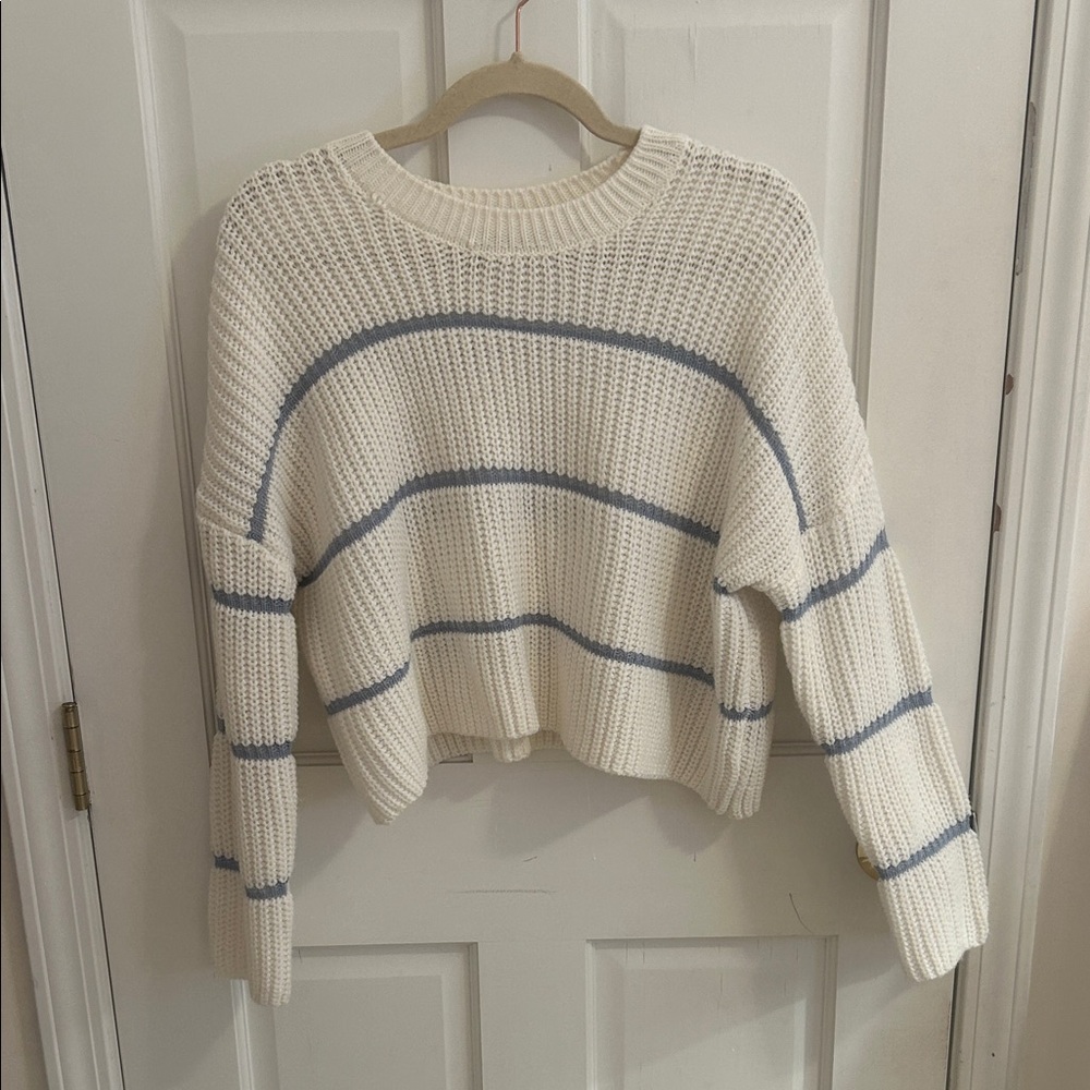 moon & madison Ivory and Navy Striped Sweater